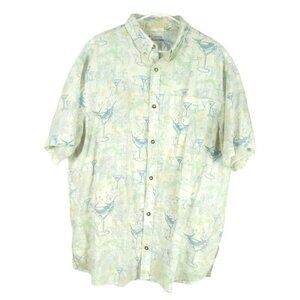 Columbia River Lodge Mens XL Shirt Martini Glass Print Short Sleeve Casual